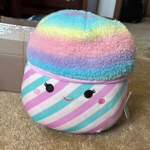 Squishmallow Pastel Rainbow and Pink Striped Plush
